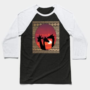 Giraffe Sunset Baseball T-Shirt